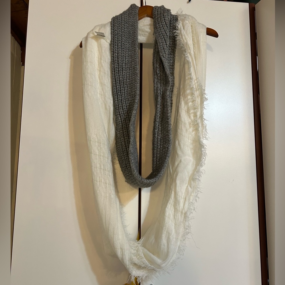 Gray and White Infinity Scarves